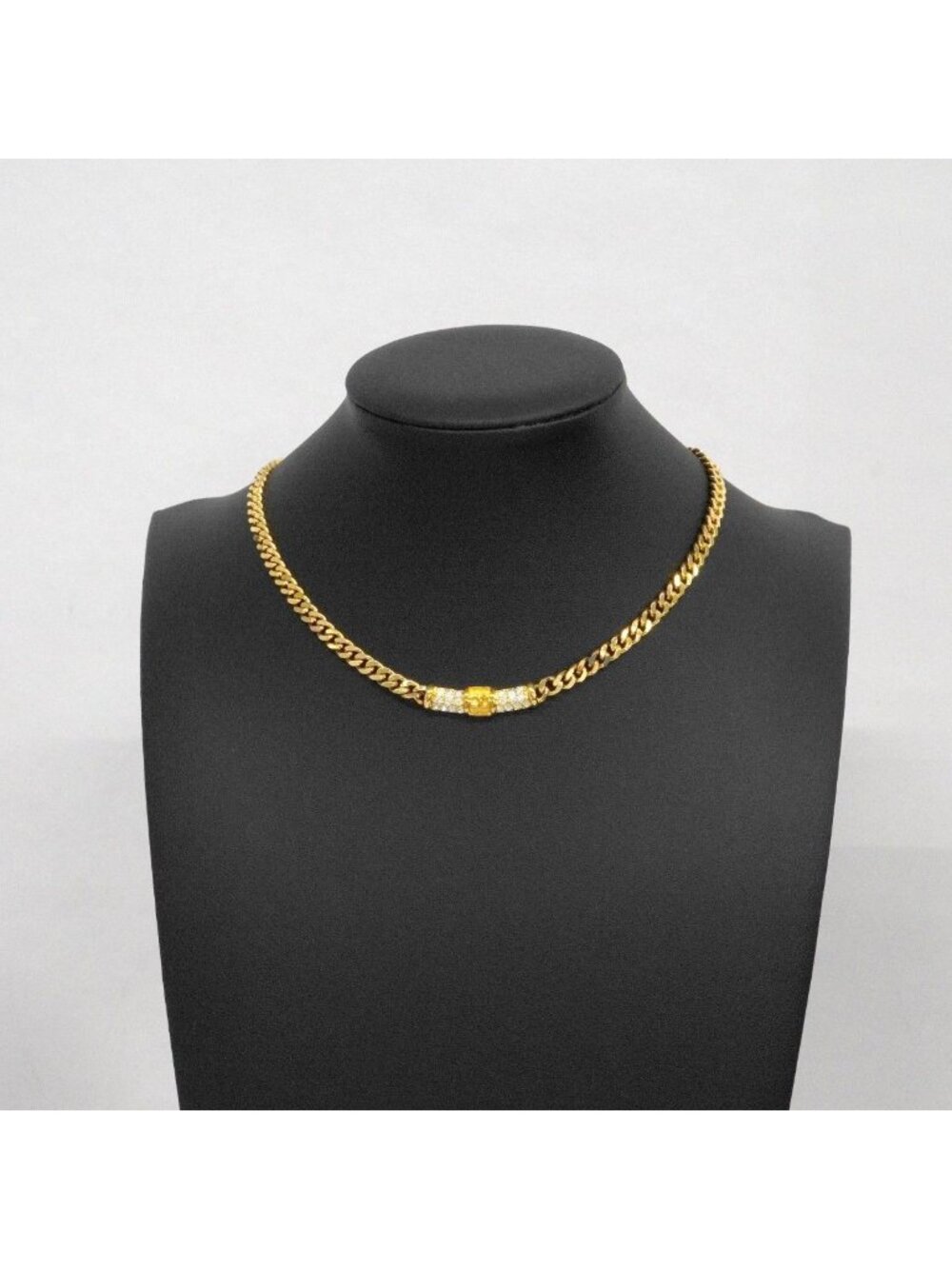 Dior Necklace CD Logo Gold Plated Line Stone - Picture 6 of 7